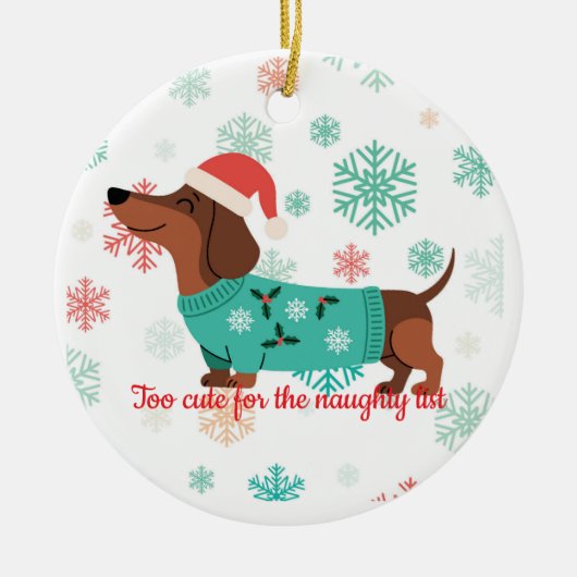 Te Cute voor de Stoute Lijst Dachshund Ornament (Voorkant)