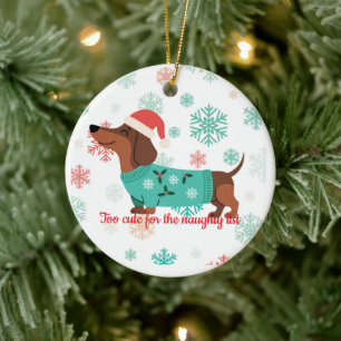 Te Cute voor de Stoute Lijst Dachshund Ornament