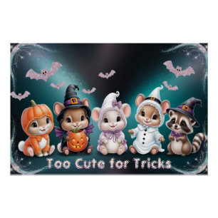 Te Cute Voor Trucs Halloween Dieren Vleermuizen Wh Perfect Poster