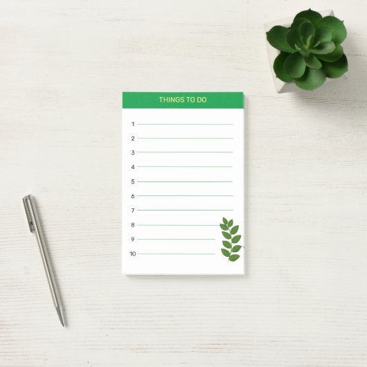 Te doen dingen en groene bladeren post-it® notes (Kantoor)