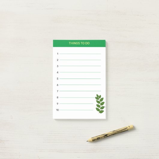Te doen dingen en groene bladeren post-it® notes (Op bureau)