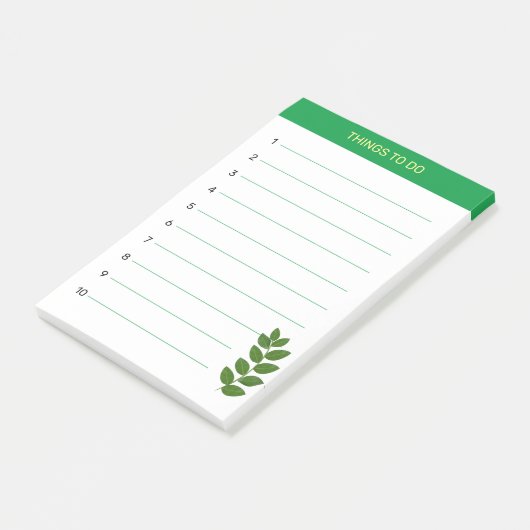 Te doen dingen en groene bladeren post-it® notes (Schuin)