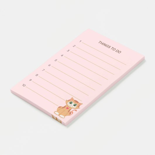 Te doen dingen en keukenkat met tabby post-it® notes (Schuin)