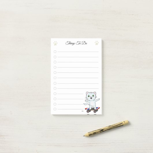 Te doen dingen en skatkat te koelen post-it® notes (Op bureau)