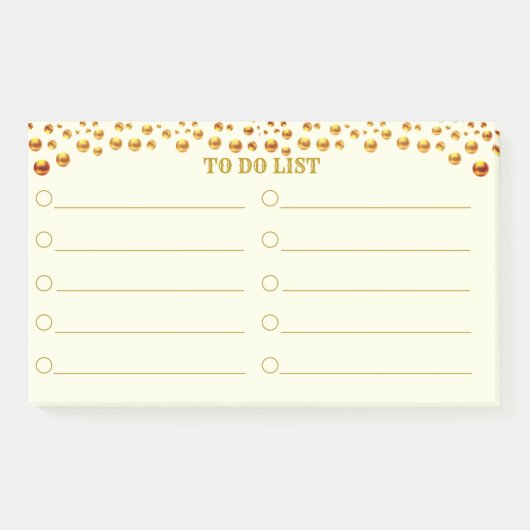 Te doen Lijst & Golden Confetti op Ivory Lined Post-it® Notes (Voorkant)