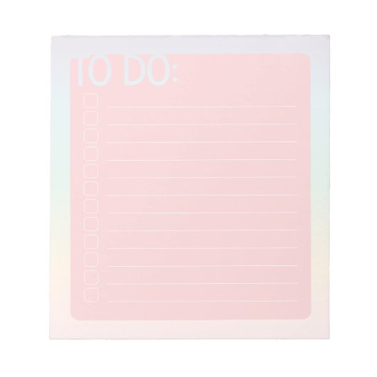 Te doen lijst (roze pastel regenboog) notitieblok (Voorkant)