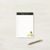 Te doen vrolijke donkere en gele vogeldingen post-it® notes (Op bureau)