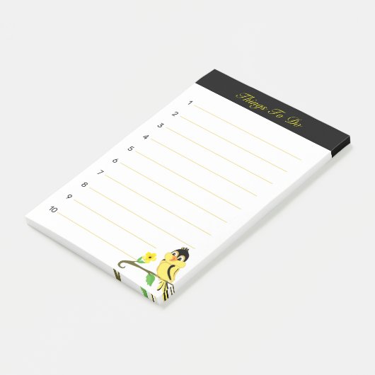 Te doen vrolijke donkere en gele vogeldingen post-it® notes (Schuin)
