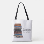 Te dol op boeken-Oude Stapel boeken met Quote Tote Bag (Achterkant)