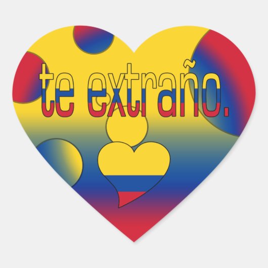 Te Extraño! Colombia Vlagkleuren Pop Art Hart Sticker (Voorkant)