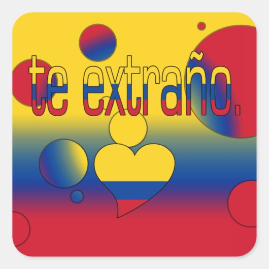 Te Extraño! Colombia Vlagkleuren Pop Art Vierkante Sticker (Voorkant)