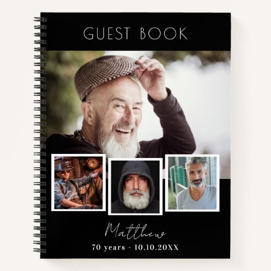 Te gast boek verjaart zwarte witte foto collage (Voorkant)