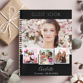 Te gast boek verjaart zwarte witte foto collage