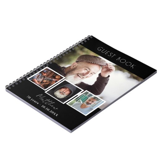 Te gast boek verjaart zwarte witte foto collage notitieboek (Linkerzijde)