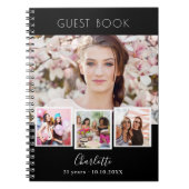 Te gast boek verjaart zwarte witte foto collage notitieboek (Voorkant)