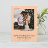 Te gebruiken als Wed Minimalist Koral Peach Photo Kaart (Staand voorkant)