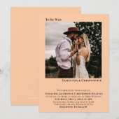 Te gebruiken als Wed Minimalist Koral Peach Photo Kaart (Voorkant / Achterkant)