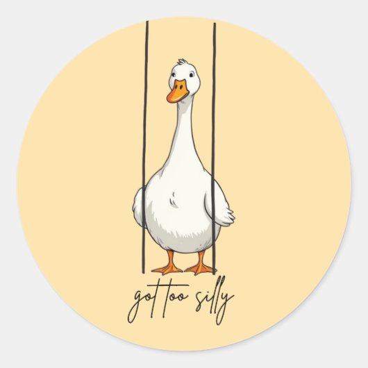 Te Gekke Gans Geworden Ronde Sticker (Voorkant)