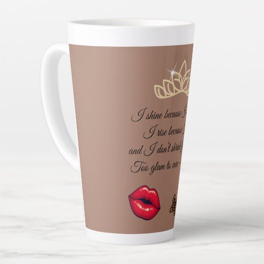 Te Glam Om Te Zorgen – Chic Citaat Latte Mok (Linkerhoek)