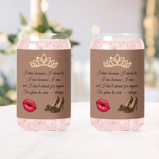 Te Glam Voor Elkaar – Chic Quote Drinkservies Set Blikvorm Glas (Insitu (Huwelijk))