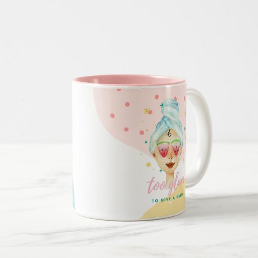 Te glamoureus om een grapje te maken Grappig Cute  Tweekleurige Koffiemok (Voorkant rechts)