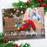 Te hard voor foto van Funny Dog Pet op Naughty Lis Feestdagenkaart<br><div class="desc">Te schattig voor de Ondeugende lijst! Stuur leuke en leuke vakantiegroeten met deze super schattige gepersonaliseerde huisdier foto vakantie kaart. Vrolijke kerstwensen van de hond met leuke pootafdrukken in een leuk modern fotodesign. Voeg de foto of familiefoto van uw hond toe met de hond en personaliseer met familienaam, bericht en...</div>