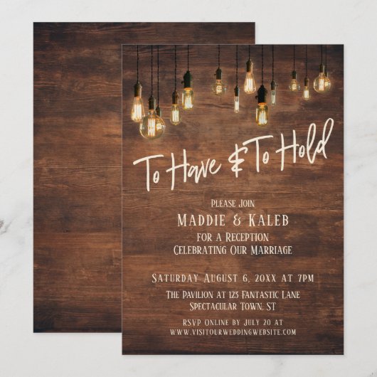 Te hebben en te houden Bruine houten Edison lampen Kaart (Voorkant / Achterkant)