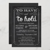 Te hebben en te houden | Chalkboard Typography Wed Kaart (Voorkant / Achterkant)