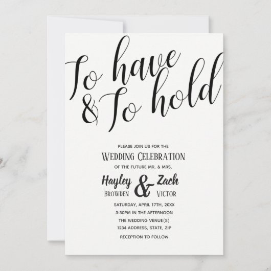 Te hebben en te houden de uitnodiging van het call (Voorkant)