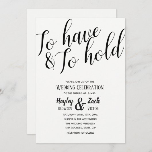 Te hebben en te houden de uitnodiging van het call (Voorkant / Achterkant)