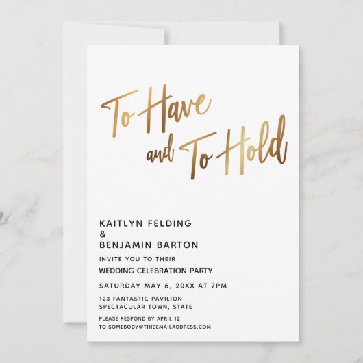Te hebben en te houden Moderne goudontvangst Kaart (Voorkant)