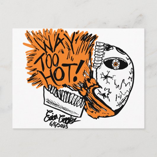 TE HEET! cartoon schedel Briefkaart (Voorkant)