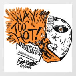 TE HEET! cartoon schedel Raamsticker