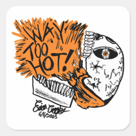 TE HEET! cartoon schedel Vierkante Sticker