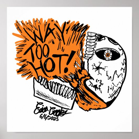 TE HEET! schedel cartoon Poster (Voorkant)