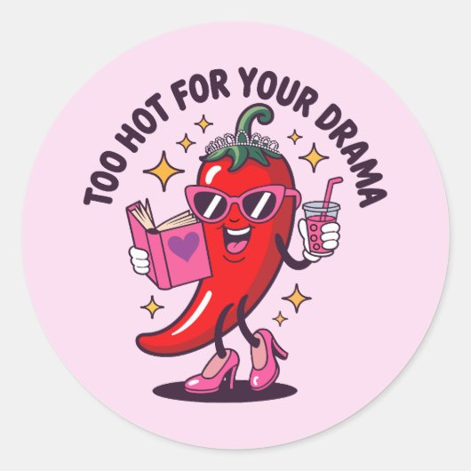 Te heet voor je drama ronde sticker (Voorkant)