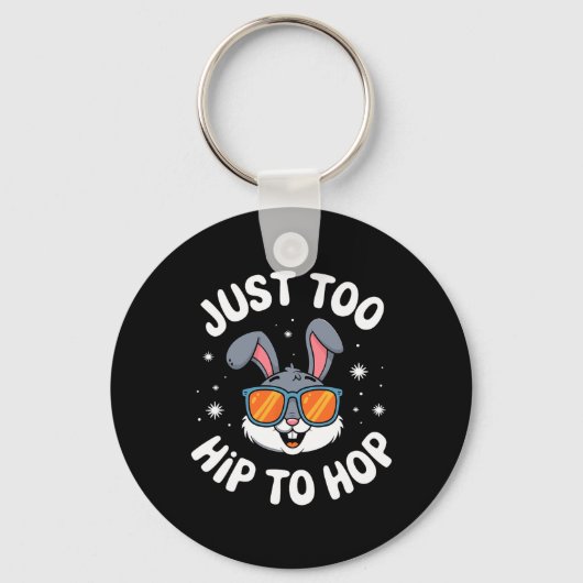 Te hip om te hoppen Cool Bunny Pasen Kinderen Grap Sleutelhanger (Voorkant)