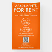Te Huur Appartementen Modern Oranje Logo QR Code Spandoek (Verticaal)