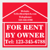 TE HUUR DOOR EIGENAAR Gepersonaliseerde onroerend Raamsticker (Vel)