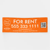 Te Huur Modern Oranje Groot Nummer Logo QR Code Spandoek (Horizontaal)