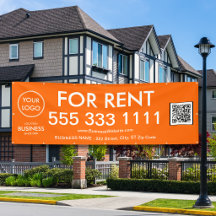 Te Huur Modern Oranje Groot Nummer Logo QR Code