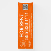 Te huur Modern Sinaasappel Grote Nummers Logo QR C Spandoek (Verticaal)