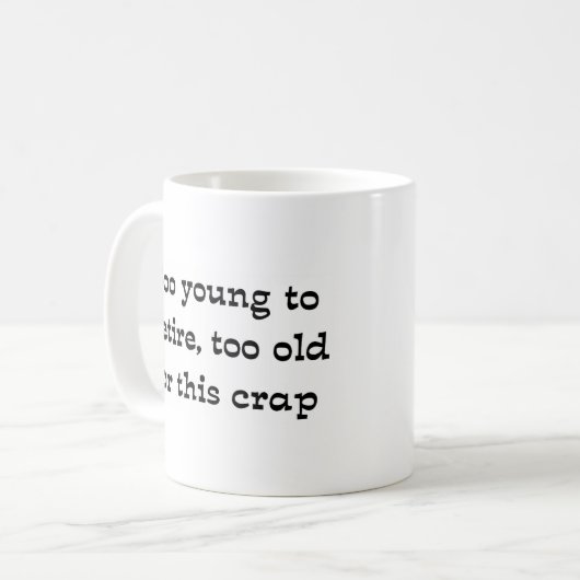 Te jong Retire Koffiemok (Voorkant links)