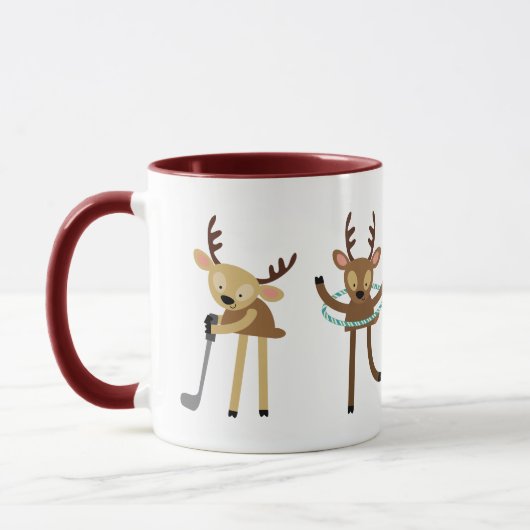 Te Kerstmis rendier spelletjes te leuk Mok (Links)