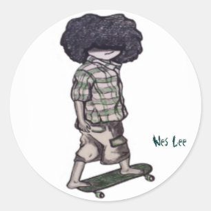 Te koel naar skateboard ronde sticker