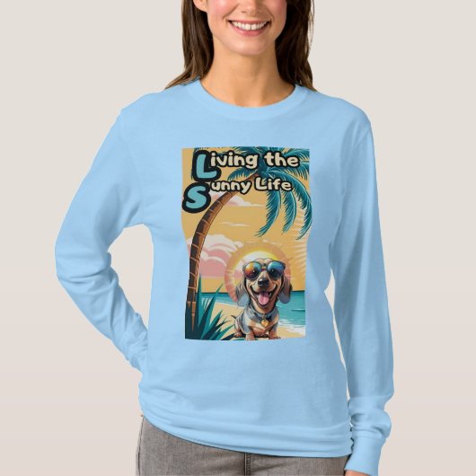 Te koel voor de schaduw: zonnebrildragende pup t-shirt (Voorkant)