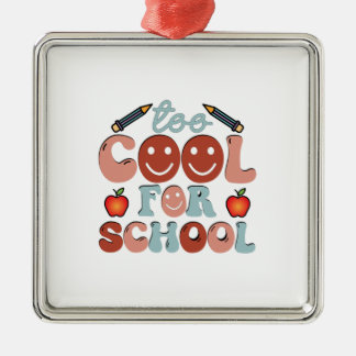 Te kool voor school metalen ornament