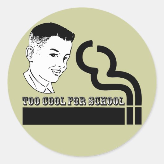 Te kool voor school ronde sticker (Voorkant)