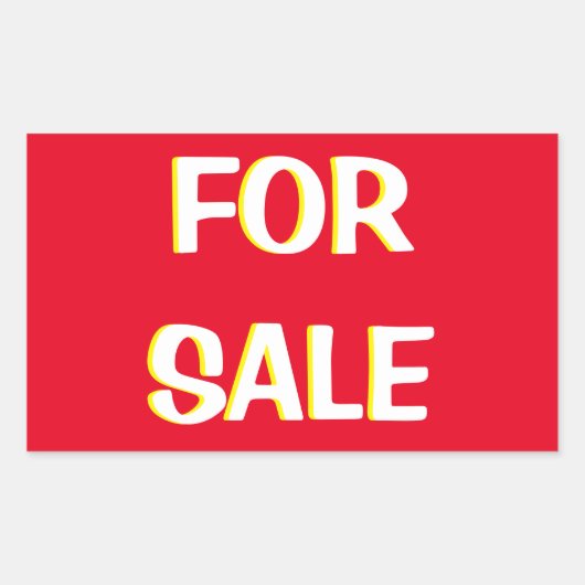 te koop aangeboden rood geel en wit rechthoekige sticker (Voorkant)