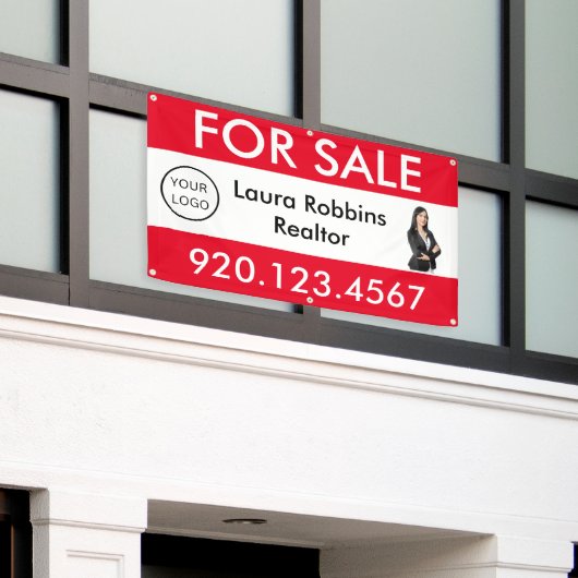 Te Koop Aangepaste Onroerend goed Logo Marketing Spandoek (Buitenkant Gebouw)